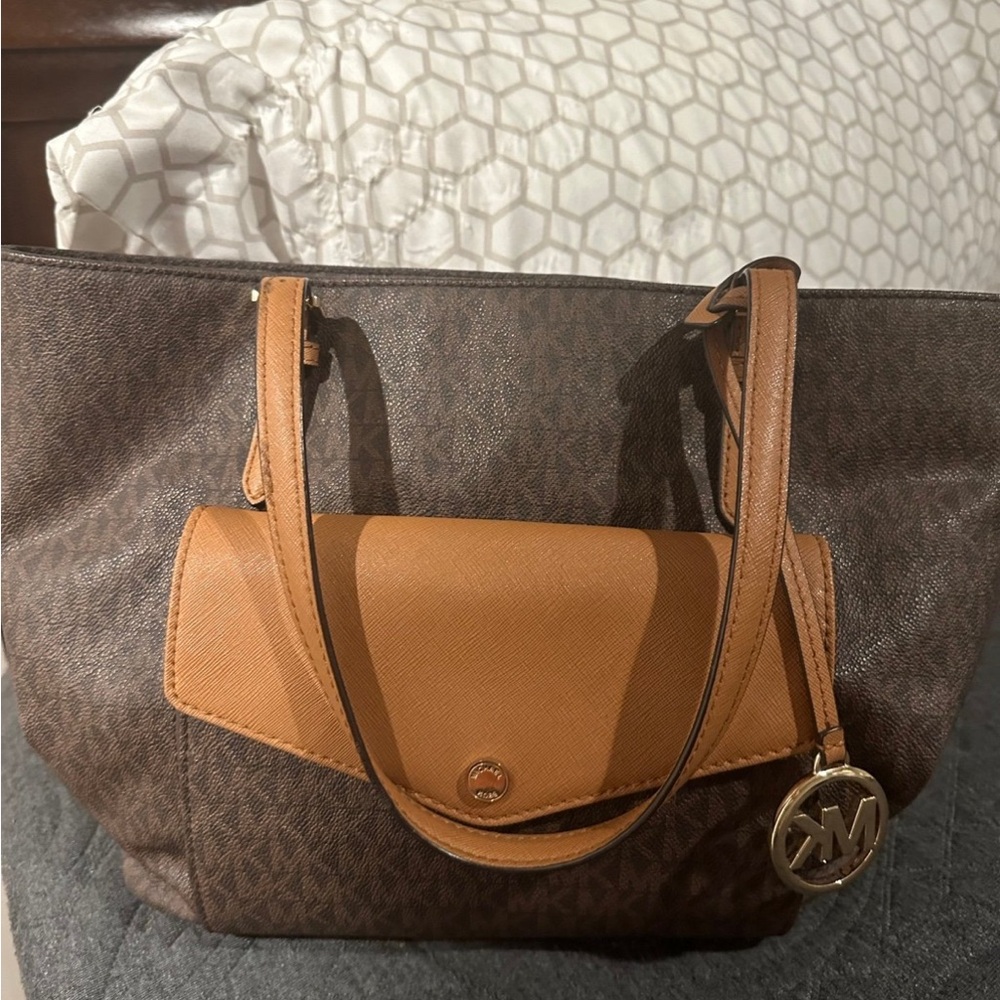 Michael Kors Brown and Tan Tote Bag